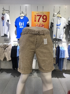 男棉麻短裤
